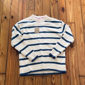 Boden Lucy oversized Cream & Navy Stripe Knit Sweater xs